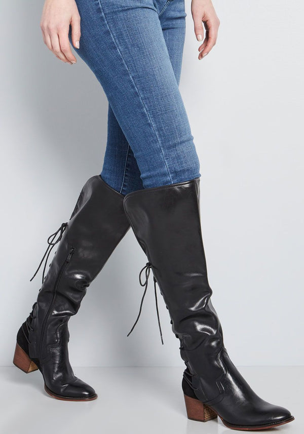 Fashion Pointed Head Coarse Heel Plain Strappy High Boots