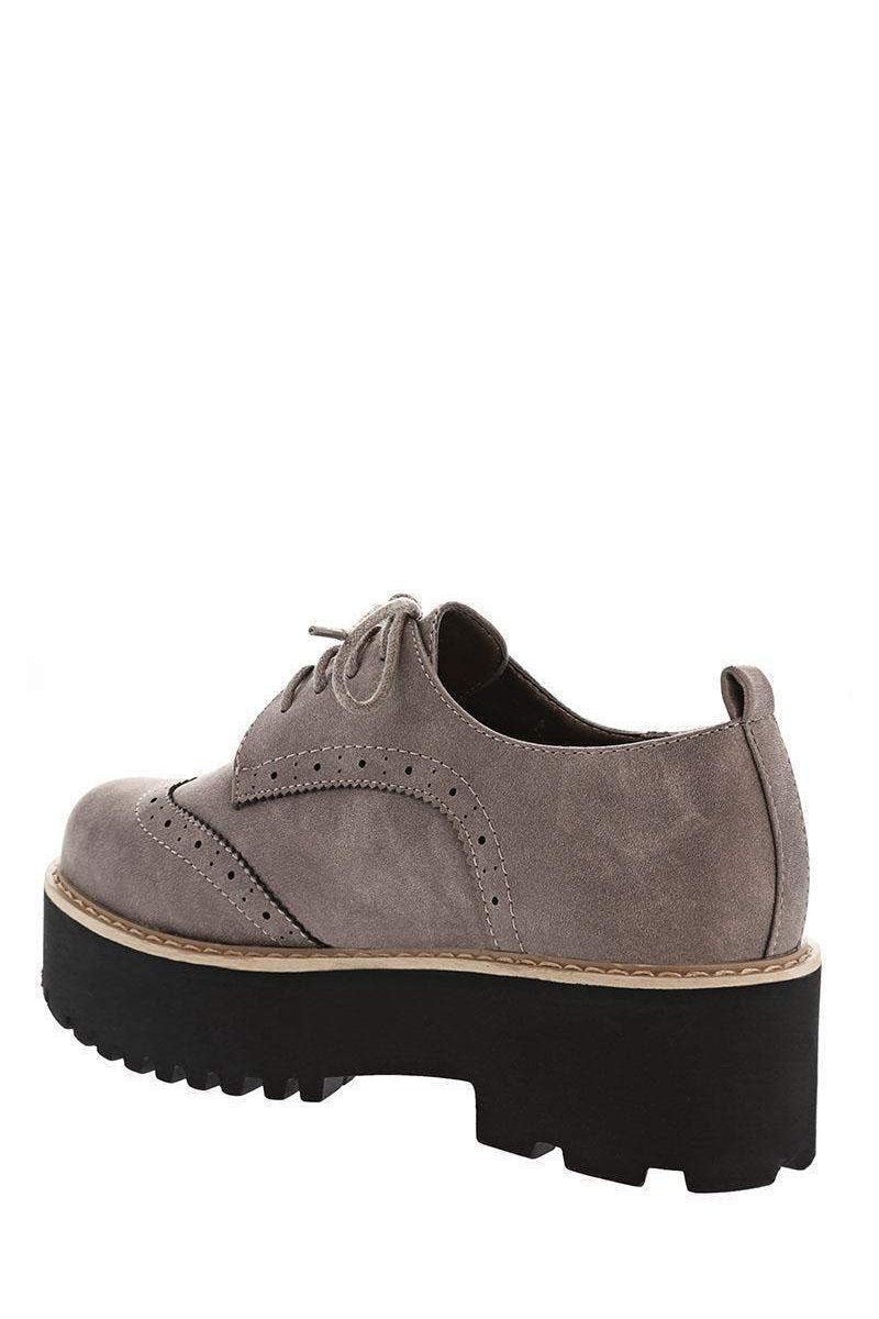 Chunky Grey Platform Brogues-Single price