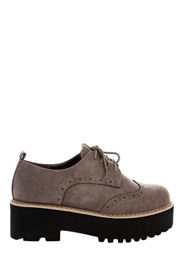 Chunky Grey Platform Brogues-Single price