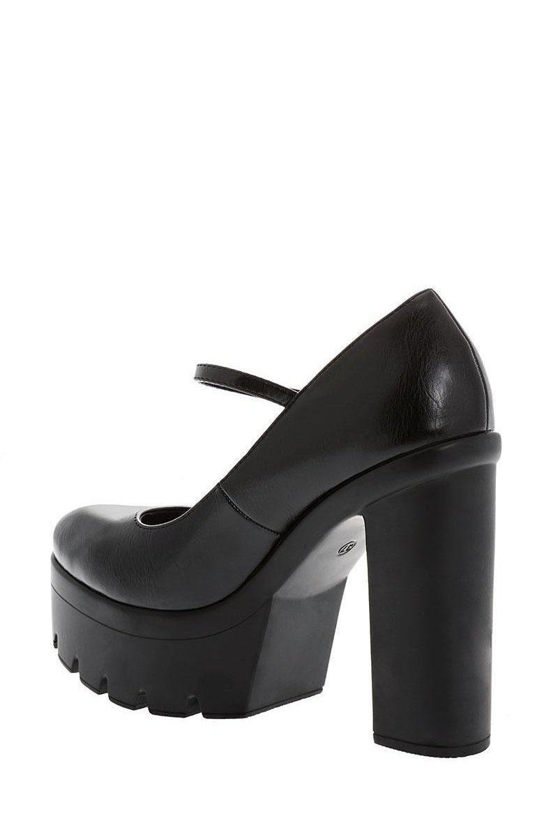 Cleated Sole Black Platform Heels-Single price