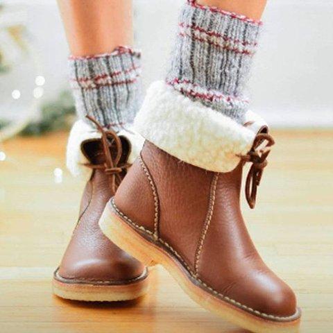 Fashion Wild Style Leather Warm Boots