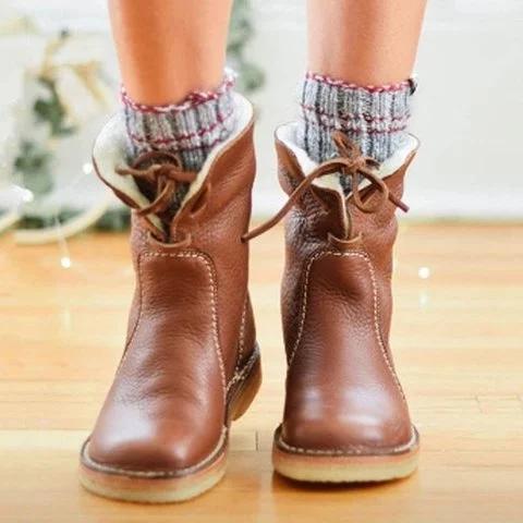 Fashion Wild Style Leather Warm Boots